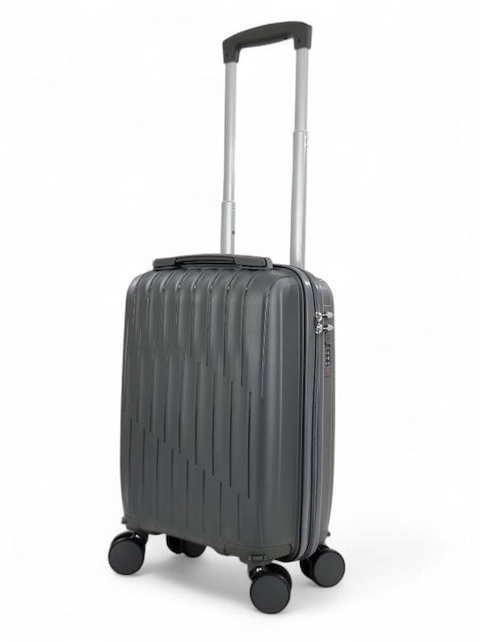 Playful Bags Cabin Travel Suitcase Hard Gray with 4 Wheels Height 40cm