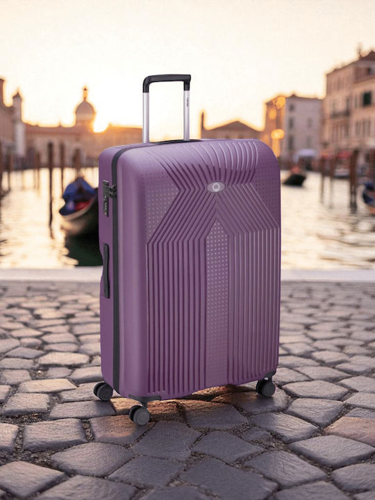 Delsey Ordener Cabin Travel Suitcase Hard Purple with 4 Wheels Height 55cm