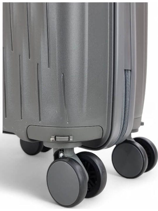 Playful Bags Cabin Travel Suitcase Hard Gray with 4 Wheels Height 40cm