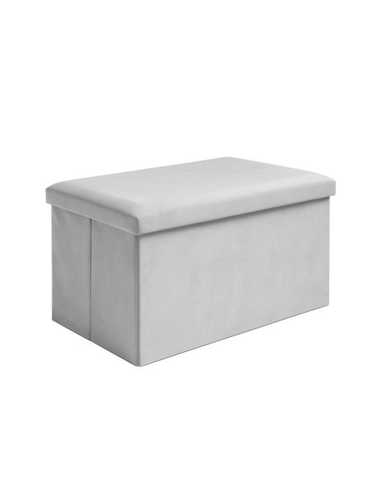 Collapsible Bench Stool With Storage Space Upholstered In Gray Velvet 30x30x60cm