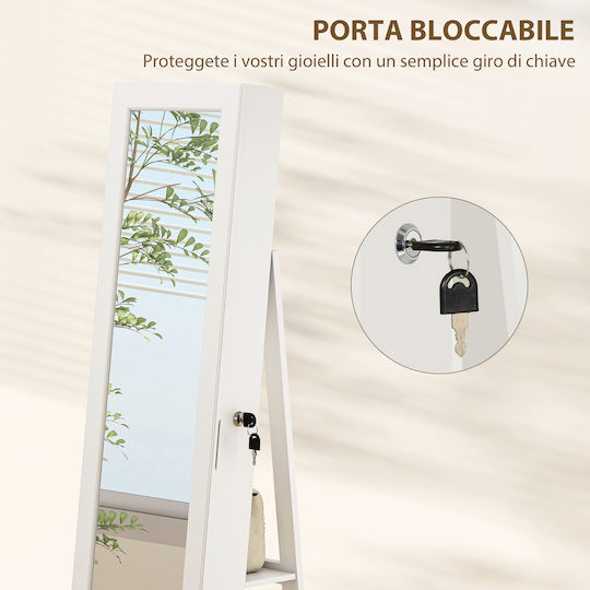 HomCom Καθρέπτης με Λευκό Ξύλινο Πλαίσιο 161x55cm