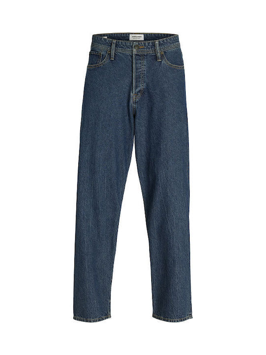 Men's Jeans Pants with Loose Straight Fit Blue