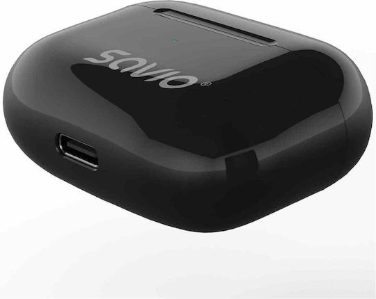 Savio TWS-02 PRO In-ear Bluetooth Handsfree Ακουστικά με Θήκη Φόρτισης Μαύρα