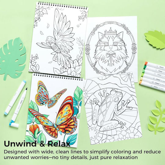Ohuhu Malbuch Bleedproof Coloring Book Mandala & Tiere