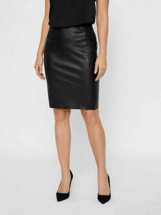 Leather Pencil High-waisted Mini Skirt Black