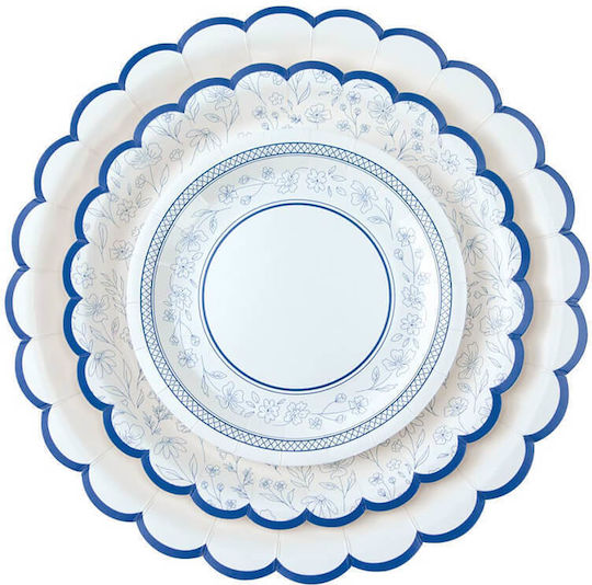 Tim & Puce Blue Floral Paper Plates 8 Pieces
