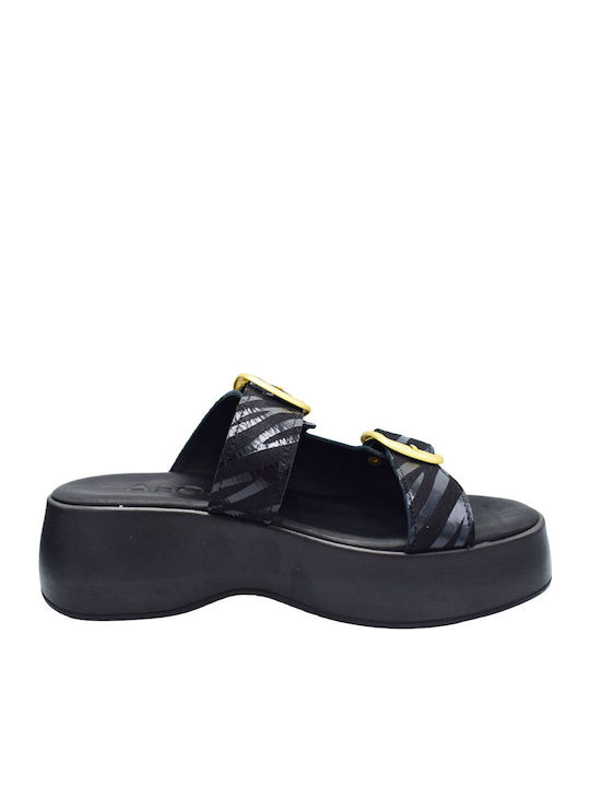 Women's Leather Platform Shoes Black