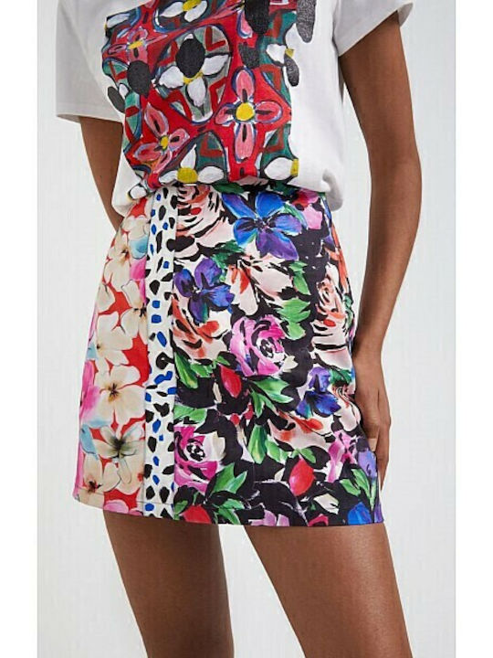 Ψηλόμεση Mini Φούστα Floral Μπλε