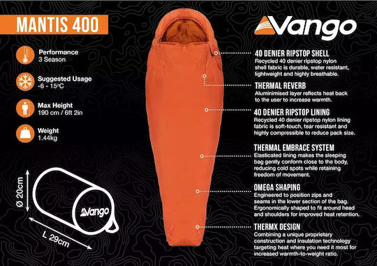 Vango Sleeping Bag Μονό Mantis 400