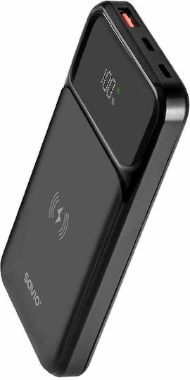 Savio BA-09 Power Bank 10000mAh με Θύρα USB-A και 2 Θύρες USB-C Μαύρο