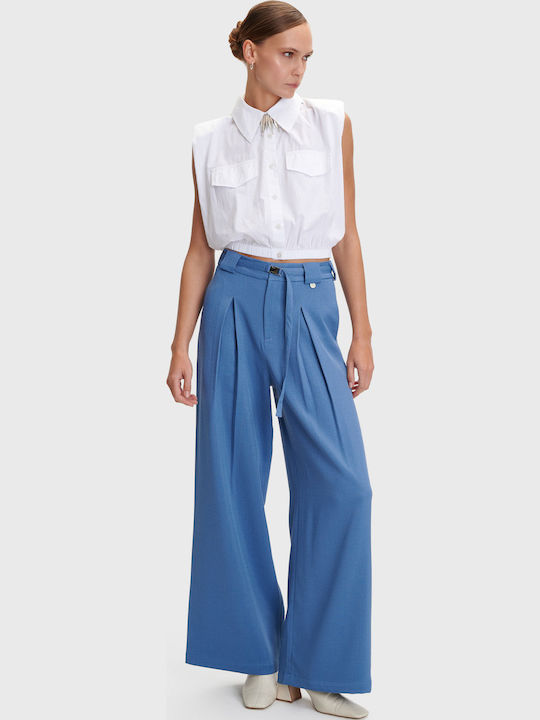 Damen Stoff Hose Blau