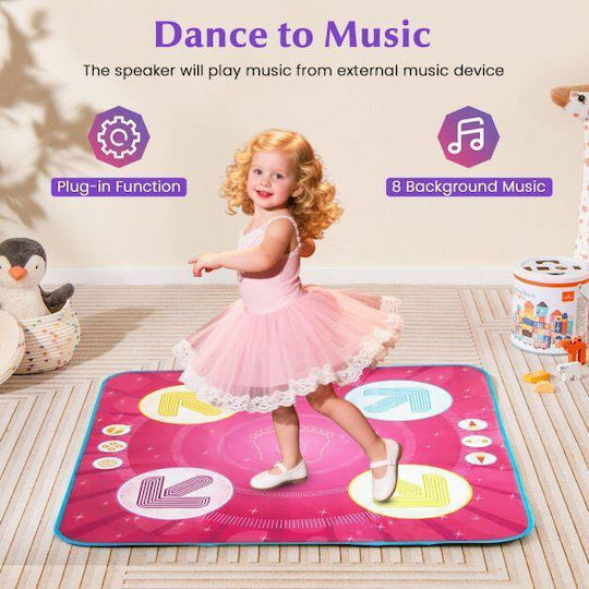 Costway Pink Kids Dance Mat Led Lights Music Memory Tm10156