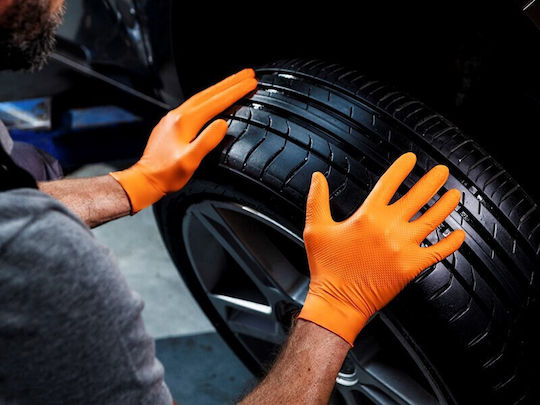 AMiO Gloves for Work Disposable Orange Nitrile 50pcs
