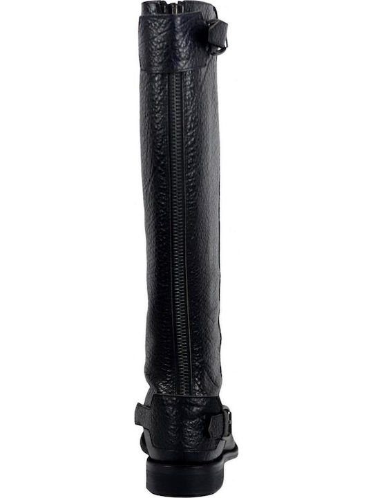 Leder Damenstiefel Schwarz