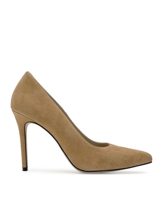 Leather Pointed Toe Stiletto Tabac Brown High Heels