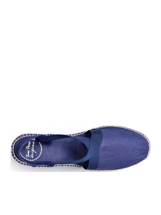 Women's Fabric Platform Espadrilles Navy Blue