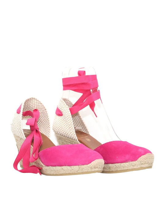 Women's Suede Platform Espadrilles Fuchsia