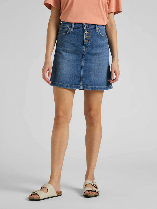 Fly A Line Denim Mini Rock Blau