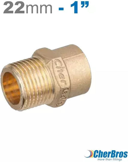 Cherbros Male Pneumatic Fitting Brass 1" 22mm 0910220807