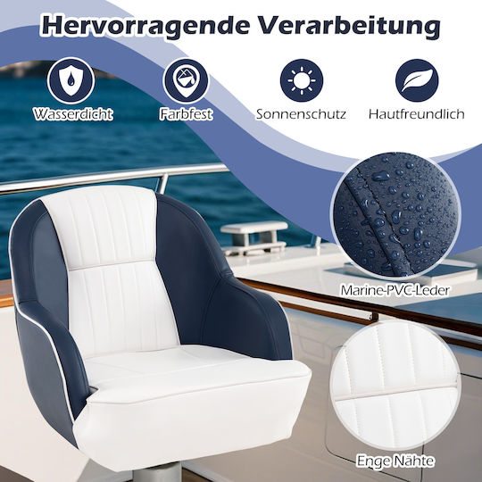Costway Comfortable Boat Chair Waterproof PVC Leather 59x55x51 Cm Np12447bl