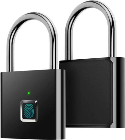 Padlock Brass With Fingerprint Black 1pcs