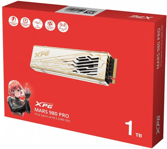 Adata MARS 980 PRO SSD 1TB τύπου M.2 με σύνδεση PCI Express 5.0 και Ψύκτρα SMAR-980P-1TCI