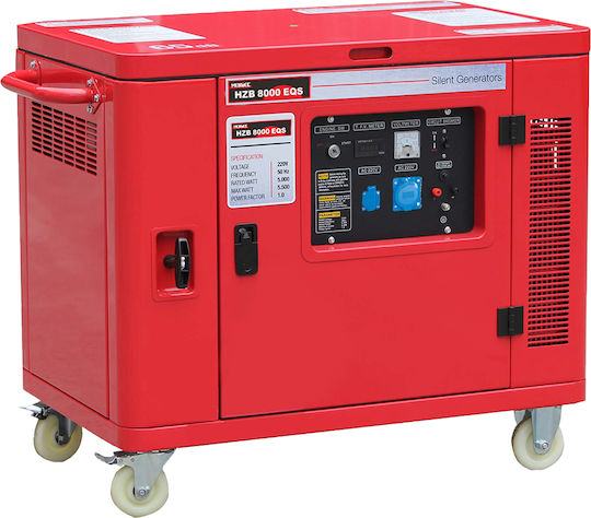 Miyake HZB 10000 EQ Leise Generators Benzin mit Rädern und maximaler Leistung 9kVA
