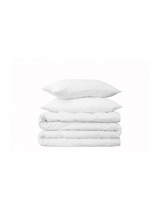 Kotonia Home Husă de pătură Set de fețe de pernă cu Umplutură Microfiber Dublu 200x220cm Alb 3buc 300 g/mp²Gsm