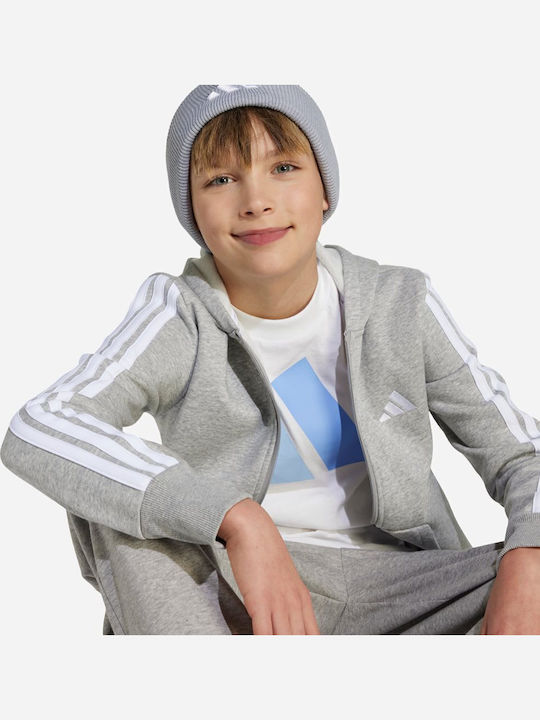Athletic Kids Cardigan Cotton with Hood Gray Essentials