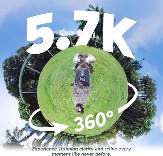 Akaso 360 Action Camera 5K 360° Capture Standard Combo with Touch Screen 2.29" and Wi-Fi Black
