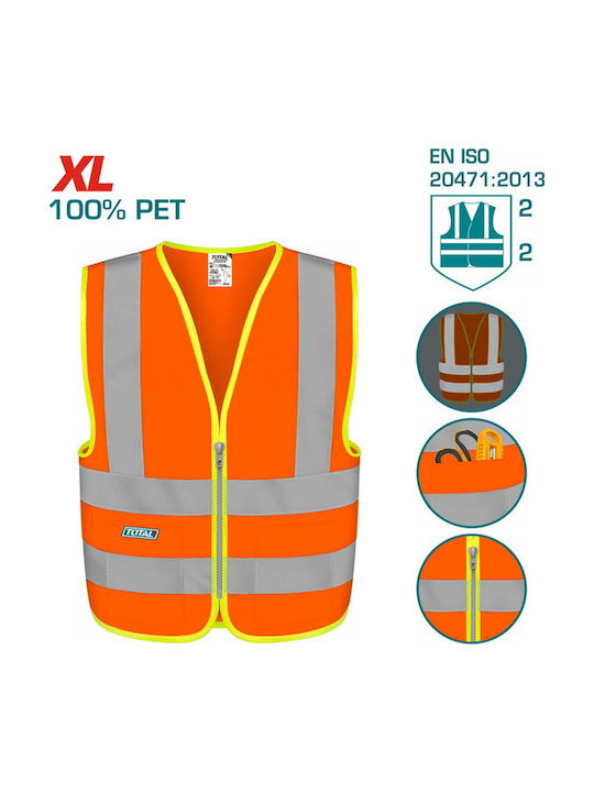 Total Arbeitsweste mit reflektierenden Bändern Orange