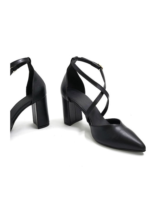 Sarigiannis Women's Heels Crossed Straps Black
