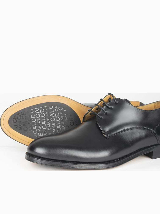 Calce Croquet Marino Мъжки Обувки 100% Кожа Сини Връзки Кръгъл Нос X1519.marino