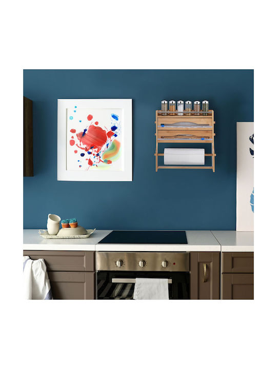 Relaxdays Suport Pentru Prosoape De Hârtie Montat Pe Perete Din Lemn Bej 40x11.5cm 10046719