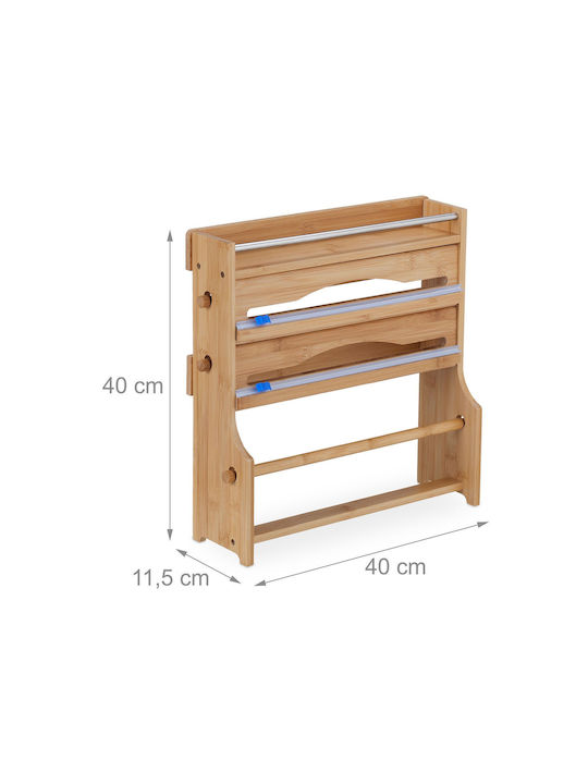 Relaxdays Suport Pentru Prosoape De Hârtie Montat Pe Perete Din Lemn Bej 40x11.5cm 10046719