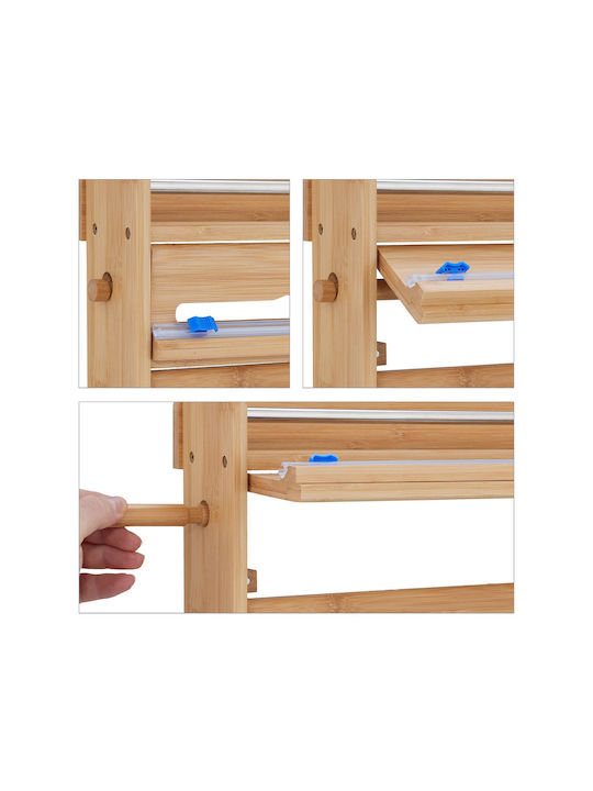 Relaxdays Suport Pentru Prosoape De Hârtie Montat Pe Perete Din Lemn Bej 40x11.5cm 10046719