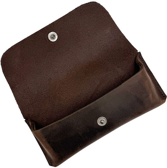 Handmade Hard Eyeglass Case Genuine Leather Engraving Brown Vintage