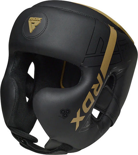 RDX Adult Open Face Boxing Headgear Leather Gold