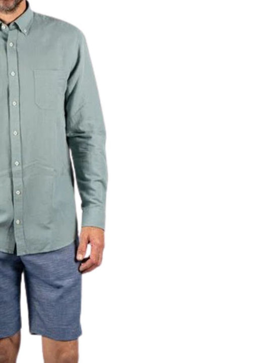 Langärmlig Leinen Hemd Turquoise