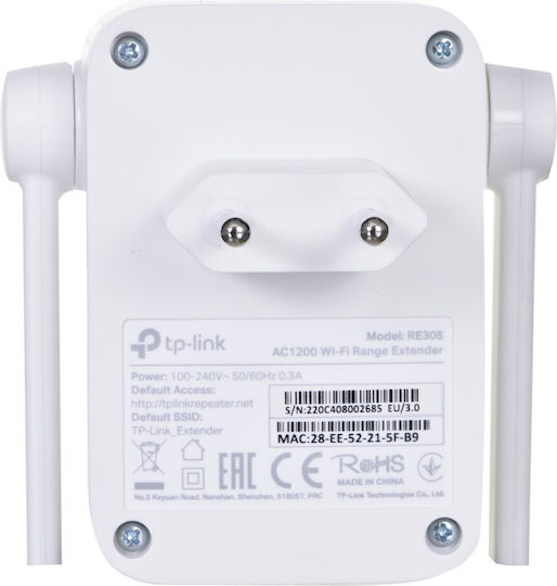 TP-LINK RE305 v1 WiFi Extender Dual Band (2.4 & 5GHz) 1200Mbps