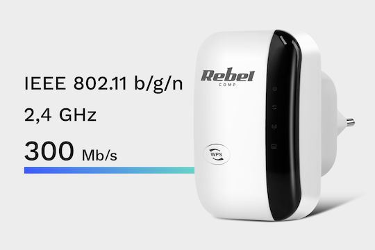 Rebel KOM1030 WiFi Extender Single Band (2.4GHz) 300Mbps