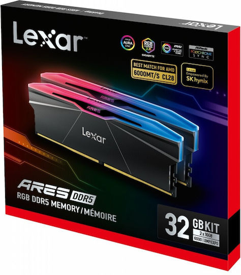 Lexar ARES DDR5 32GB RAM с 2x16GB Модули и Скорост 6000 за Настолен Компютър