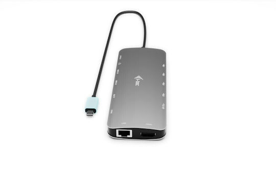 i-tec USB-C Docking Station with HDMI 4K PD Ethernet and Support for 2 Monitors Silver (C31NANOTRIPLEDOCKPD)