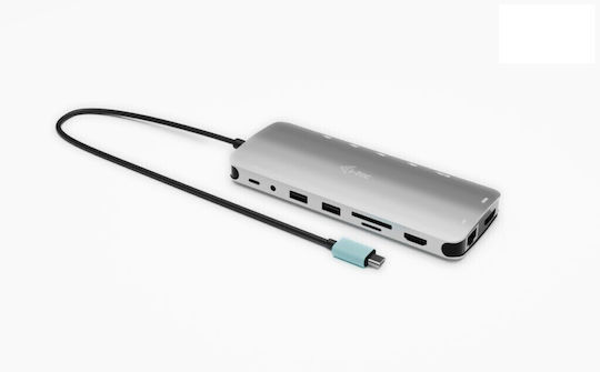 i-tec USB-C Docking Station with HDMI 4K PD Ethernet and Support for 2 Monitors Silver (C31NANOTRIPLEDOCKPD)