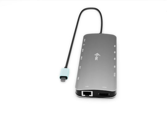 i-tec USB-C Docking Station with HDMI 4K PD Ethernet and Support for 2 Monitors Silver (C31NANOTRIPLED140)