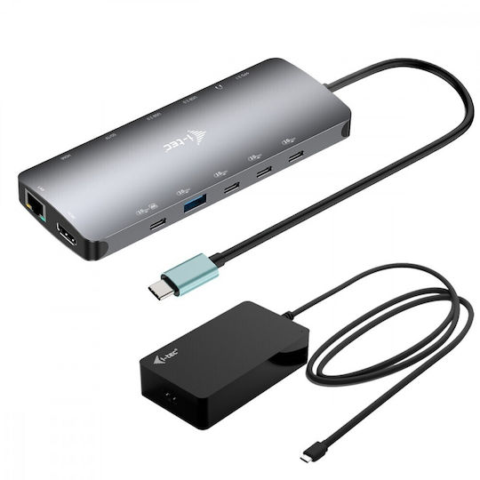 i-tec USB-C Docking Station with HDMI 4K PD Ethernet and Support for 2 Monitors Silver (C31NANOTRIPLED140)