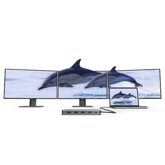 Alogic USB-C Docking Station με HDMI Ethernet και σύνδεση 3 Οθονών Ασημί (DUCDDV3)