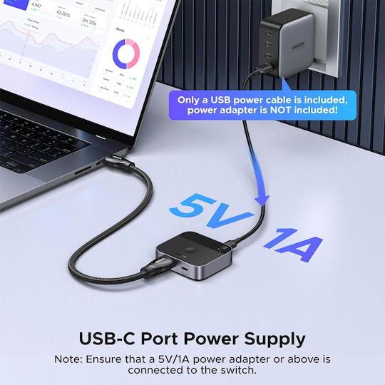 Ugreen Hub 2 Θυρών USB 2.0 με σύνδεση USB-C