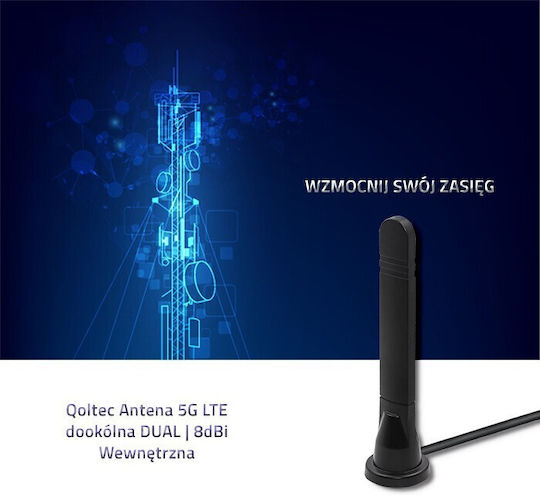 Qoltec Internal 5G Omnidirectional Antenna 8dBi with SMA Connection 57033