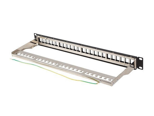 Lanberg Patchpanel Leer 24 Ports 1HE 19 Zoll FTP Keystone-Module Schwarz